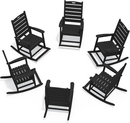 SERWALL Outdoor Rocking Chair Set of 6, Oversized HDPE Rocker, all Weather by SERWALL