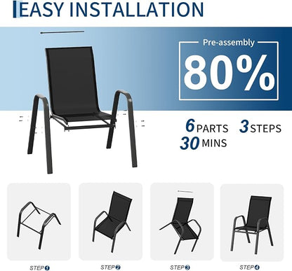 Garvee Patio Chairs Set of 4, Stackable Chairs - Image 6