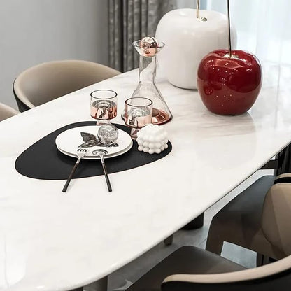 Herda Black Placemats Set of 6 for Dining Table Mats, Faux Leather Place Mats Wipeable Washable Placemats for Round Table Mats for Dining Patio Heat Resist Easy to Clean Halloween Place Mats Indoor