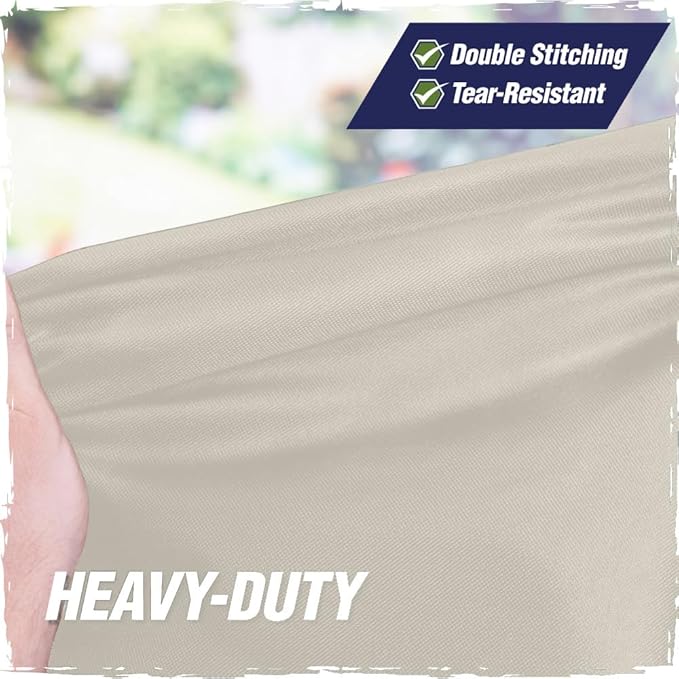 RUGGED RHINO 58 Inch Heavy Duty Grill Cover for Outdoor Grills, All Season Three Layer Waterproof UV Resistant Windproof Gas BBQ Covers, Compatible for Weber Char-Broil Pit Boss Traeger and More Beige