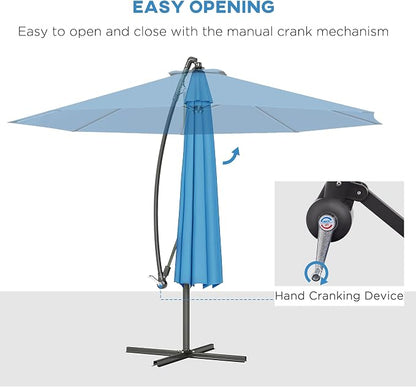 Outsunny 10' Cantilever Hanging Tilt Offset Patio Umbrella | UV & Water - Image 3