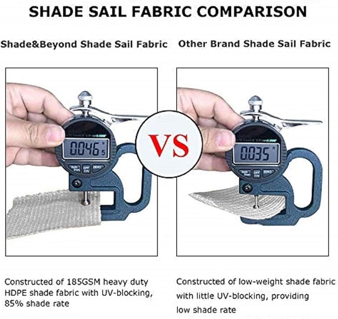 Shade&Beyond Rectangle Sun Shade Sail 10'X10' Permeable Canopy Light Grey - Image 4