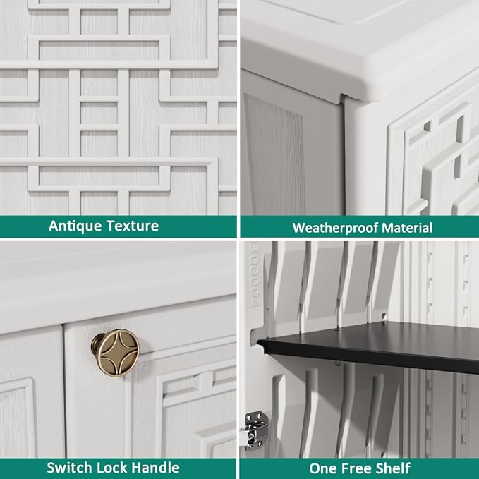 Outdoor Storage Cabinet Waterproof, Resin 62 Gallon Deck Box - Image 9