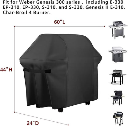 60 Inch Grill Cover, Fits for Weber Genesis, Char-Broil Nexgrill Brinkmann and More.Heavy Duty Waterproof Barbecue Grill Cover