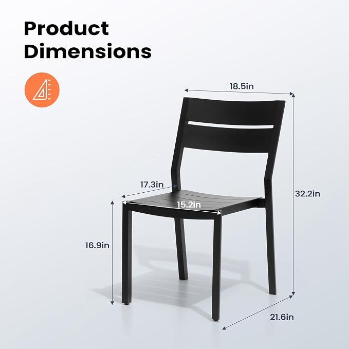 Pellebant Aluminum Stackable Outdoor Patio Dining Chairs Set of 4 | Outdoor - Image 3