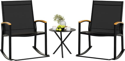 Shintenchi 3 Piece Outdoor Rocking Bistro Set, Textilene Fabric Small Patio by Shintenchi%7CFurnitureMadeforRealLife