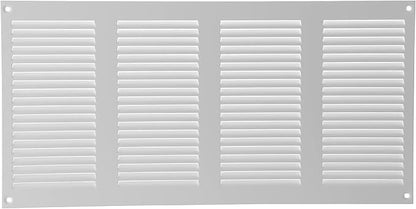 Vent Systems 16'' x 8'' Inch (Overall Dimensions) White Metal Air Vent Cover - Louvered Rectangular Return Grill with Built-in Protective Mesh Screen - HVAC Ventilation Grille for Home Improvement