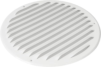 Repa Market 8 Inch (Opening Dimensions) Round Air Vent Cover/White Galvanized Steel Louvered Grill Cover with Mesh Screen/Wall or Ceiling Vent/HVAC Register for DIY Home Improvement