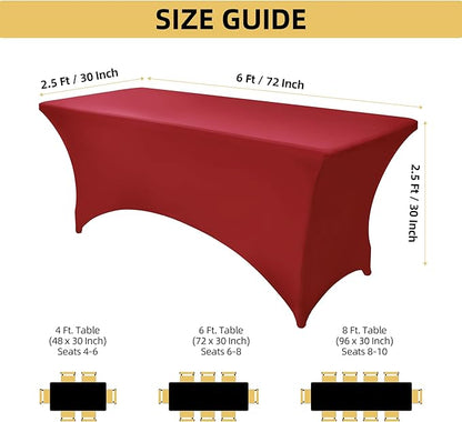 10-Pack 6ft Spandex Table Covers for Rectangle Standard Folding Tables - Wrinkle Resistant Stretch Tablecloths - Ultimate Fitted Table Protector for Parties, Banquet, Wedding