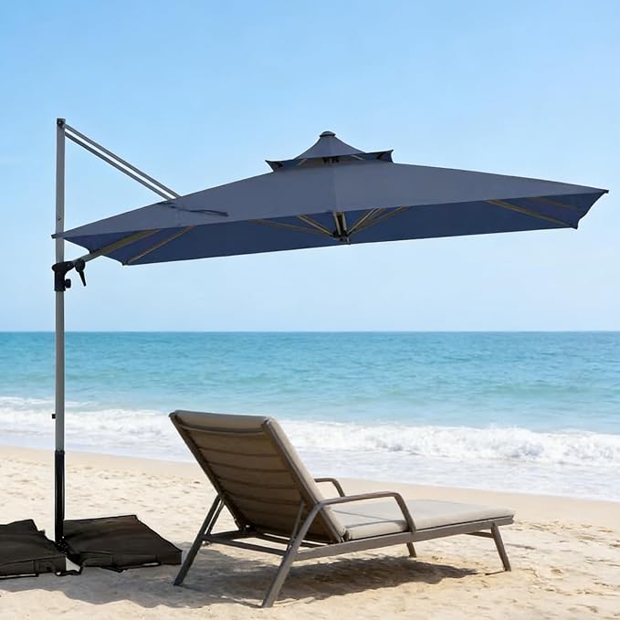 Patio Umbrella, Rectangle Outdoor Cantilever Umbrella, Aluminum Offset Umbrella - Image 4
