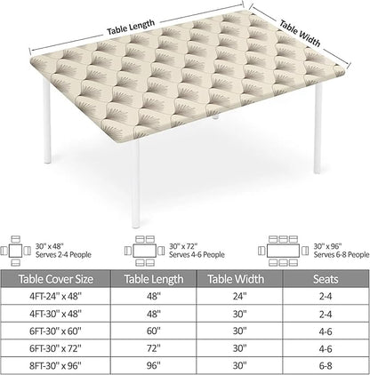 Rectangle Table Cloth Cover Waterproof Elastic Fitted Polyester Fitted Tablecloths for 6 Foot Tables for Indoor,Picnic, Camping, Outdoor （72" x 30"，Sector Geometry）