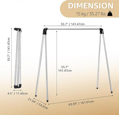 Clothes Drying Rack, Foldable Drying Rack Clothing, Stainless Steel Laundry Rack, Free-Standing, Indoor Outdoor Use with Travel Friendly Design, Collapsible for Home, Camping, Theater, RV Use, Black