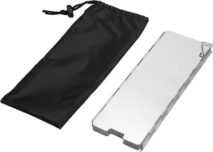 Folding Camping Stove Windscreen 12 Plates Aluminum Camping Stove Windshield with Carrying Bag Portable Camp Stove Wind Screen Outdoor Cooker Butane Burner Wind Shield