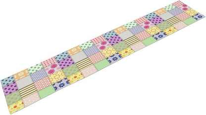 Patchwork Table Runner, Vintage Colorful Floral Plaid Tablecloth Table Runner for Indoors Outdoor Dining Kitchen Home Party 13x120in