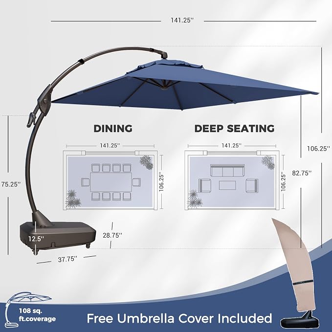 Grand patio 9x12 FT Large Cantilever Umbrella - Image 3