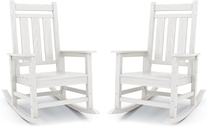 Oversized Outdoor Rocking Chair Set of 2, HDPE Patio Rockers by KINGYES