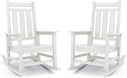 Oversized Outdoor Rocking Chair Set of 2, HDPE Patio Rockers by KINGYES
