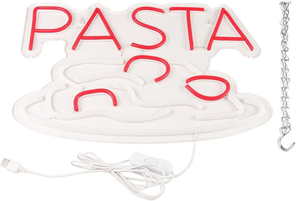 JFLLamp Pasta Neon Signs for Wall Decor Neon Lights for Bedroom Led Business Signs Suitable for Italian Pasta Restaurant Noodle Unique Gift for Lover 5V Power Adapter 16 * 10.6 Inch(Red+White)