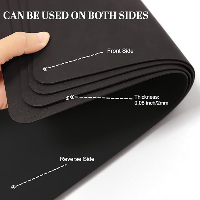 BLESWIN Faux Leather Placemats, PU Dining Table, Waterproof and Oil Resistant Easy to Clean, Heat Resistant Reversible Use Table Mats for Kitchen, Dining Table, Outdoor – 12 × 17 Inch, Coffee&Black