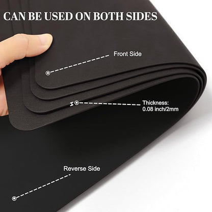 BLESWIN Faux Leather Placemats, PU Dining Table, Waterproof and Oil Resistant Easy to Clean, Heat Resistant Reversible Use Table Mats for Kitchen, Dining Table, Outdoor – 12 × 17 Inch, Coffee&Black
