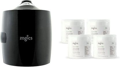 Zogics Sanitizing Wipes and Wall Mounted Dispenser – No-Touch Wipes Dispenser, Mounts Easily to Wall for Quick Access to Sanitizing Wet Wipes (4 Pack Sanitizing Wipes included)