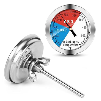 BBQ Thermometer Gauge - Charcoal Grill Pit Smoker Temp Gauge Grill Thermometer with Fahrenheit and Heat Indicator (1 Pack)
