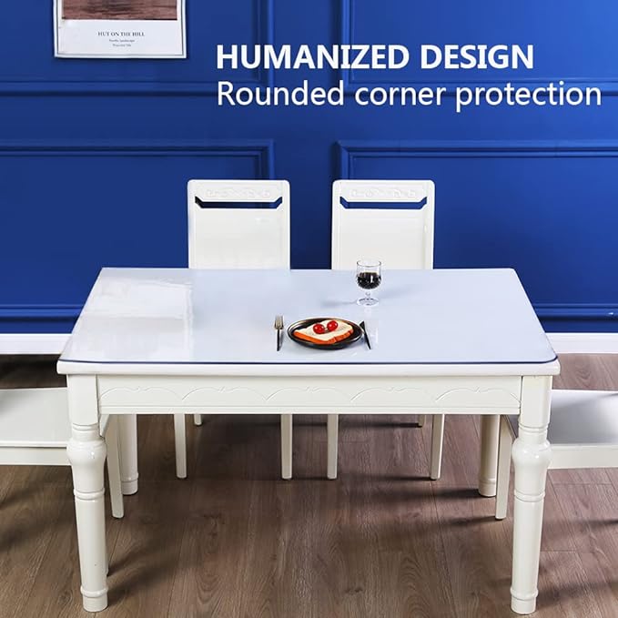 43x87 Inch Waterproof PVC Clear Table Cover Protector for Glass Wood Dining Room Coffee End Tabletop Plastic Crystal Vinyl Tablecloth Rectangle Table Pad Office Meeting Desk Mat Wipeable Entryway Pad