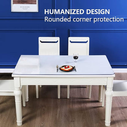 Clear Plastic Table Protector 48x84 Crystal PVC Desk Pad Mat Coffee End Side Dining Table Cloth Top Protector Kitchen Bar Countertop Cover Waterproof Rectangle PVC Vinyl Entryway Pad Pet Feeding Mat