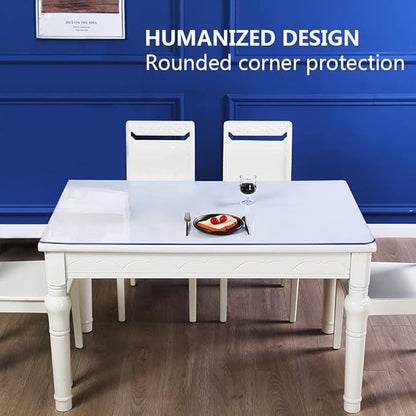 Thick Clear Table Cover - 48x40 Inch Transparent Tabletop Protector - Heavy Duty PVC Party Birthday Tablecloth Topper - Dining Table Protective Wooden Furniture Surface Protection