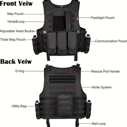 YAKEDA Adjustable Tactical Airsoft Training Vest | Camping, Fishing, Hunting,Gift for Halloween and New Year