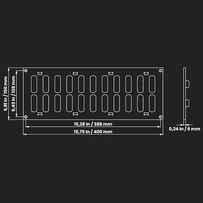 Repa Market 16" x 6" Inch (Outer Dimensions) Black Adjustable Air Vent Cover - Galvanized Steel HVAC Air Vent Register - Heating, Cooling Toe Kick Vent Cover - Wall, Ceiling Return, Intake Air Grille