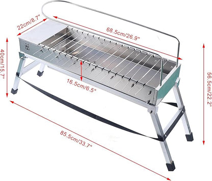 Automatic Rotating Electric BBQ Grill Foldable Kabob Grill Stainless Steel Rotating Barbecue Grill with 17 Grill Rods Portable BBQ Grill for Backyard, Garden, Courtyard