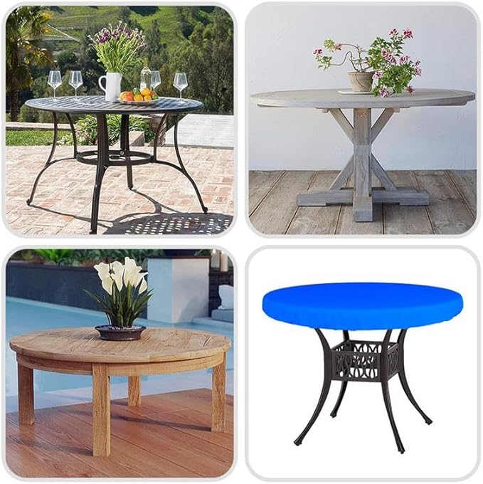Covers & All Round Table Top Cover, 18 Oz Heavy Duty Waterproof UV & Weather Resistant Patio Table Cover, Outdoor Table Cover for Patio Outdoor Furniture & Coffee Table (44" Diameter x 4" H, Blue)