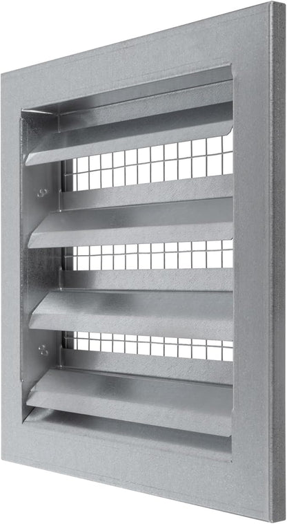 Vent Systems 9" x 9" Inch Galvanized Steel Industrial Gable Vent - Heavy-Duty Louvered Air Intake Exhaust Vent Cover – Outdoor Wall Vent HVAC Grille - Air Return Grille for House Wall Crawl Space
