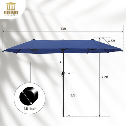 HERA'S PALACE 13 ft Large Patio Umbrella, Double-Sided Twin, Outdoor Market - Image 7