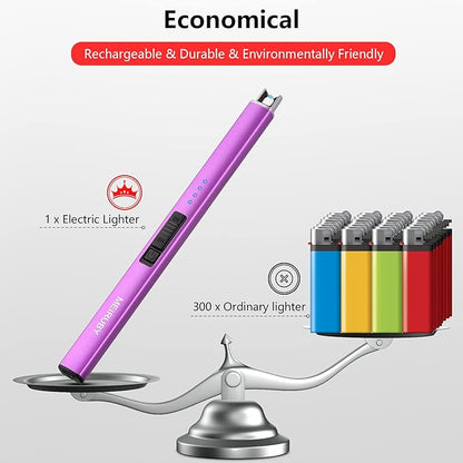 MEIRUBY Electric Candle Lighter, Christmas Stocking Stuffers Gifts for Women Mom Men Wife Sister, USB Arc Rechargeable Windproof Long Lighter for Candle BBQ Housewarming Birthday Gifts Idals