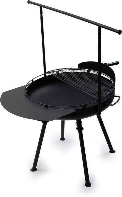 Barebones Cowboy Fire Pit Grill Side Table 30-Inch - Cowboy Grill Accessories for Outdoor Grills - Camping Cookware