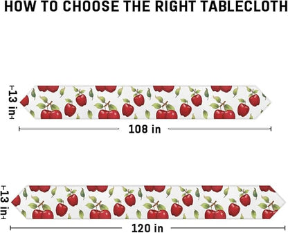 Apples Leaves Table Runners 120 Inches Long Table Runner Washable Kitchen Dining Tabletop Decor for Indoor Outdoor Party Wedding Dining Room Coffee Table Decoration 13x120 Inch