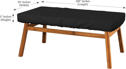 Covers & All Rectangle Table Top Cover, 12 Oz Waterproof UV & Weather Resistant Patio Table Cover, Outdoor Table Cover for Patio Furniture (100" L x 50" W x 5" H, Black)