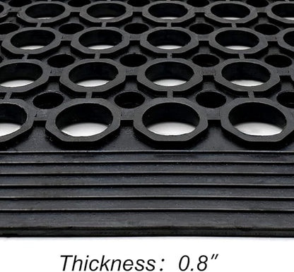Anti-Fatigue Rubber Floor Mat - NANBOWANG Commercial Grade Grease Resistant Non-Slip Recycle Tyre Floor Mats for Restaurant Kitchen Bar Garden Outdoor Wet Area (40"X80")