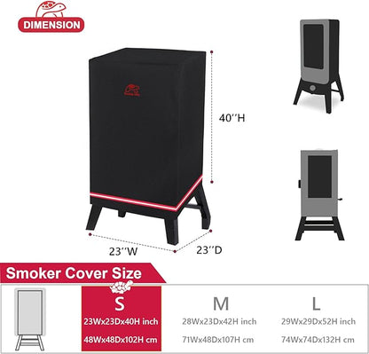 Turtle Life Smoker Cover for Masterbuilt 710 WiFi Digital Electric Smoker Pit Boss 2-3 Series Gas Vertical Smoker, Waterproof Heavy Duty Outdoor Smoker Grill Cover 23”W x 23”D x 40”H inch, Black