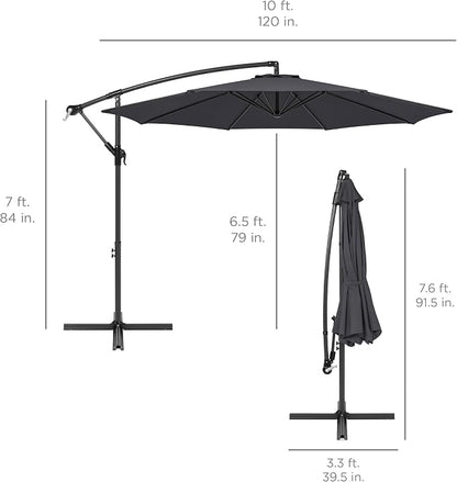 Best Choice Products 10ft Offset Hanging Market Patio Umbrella w/Easy Tilt - Image 7