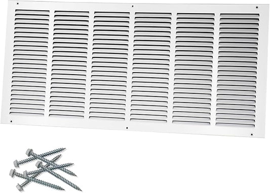 30"W x 12"H [Duct Opening Size] Steel Return Air Grille, Air Return Vent Cover for Ceiling and Sidewall - HVAC Air Vent Covers - [Outer Dimensions: 31.75"W x 13.75"H]
