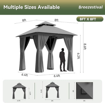 8'x8' Gazebo, Metal Frame Canopy - Image 2