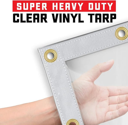 Core Tarps 30 Mil Extreme Heavy Duty Clear Tarp with Gromments - 10x12ft Super Clear Tarps Heavy Duty Waterproof Vinyl Tarpaulin, Transparent Tarp for Outdoor, Camping & Construction, Clear