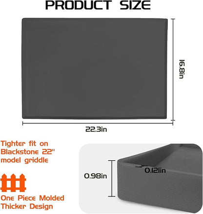 Silicone Griddle Mat Cover for Blackstone 22 Inch Griddle, Heavy Duty Food Grade Silicone, All Season Protective Cover (Gray)
