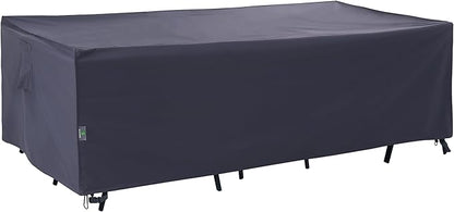 F&J Outdoors Patio Table Covers for Outdoor Furniture, UV Resistant Waterproof Snow Protection for Rectangular/Oval Dining Tables, 74 x 47 x 27.5 inches, Grey