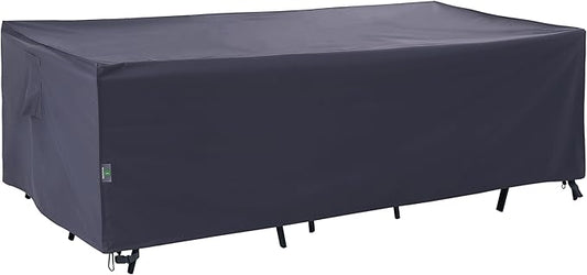 F&J Outdoors Patio Table Covers for Outdoor Furniture, UV Resistant Waterproof Snow Protection for Rectangular/Oval Dining Tables, 74 x 47 x 27.5 inches, Grey