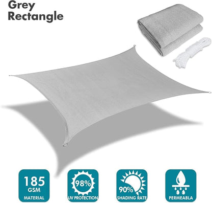 KANAGAWA Sun Shade Sail Curved 20'X26' Grey Rectangle Outdoor Shade Cover UV - Image 2