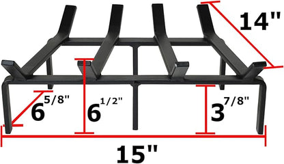 SteelFreak Heavy Duty Steel Fireplace Grate - Made in The USA (15 Inch)